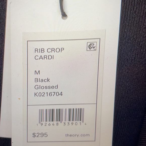 Theory Black rib crop cardi M - Picture 4 of 10